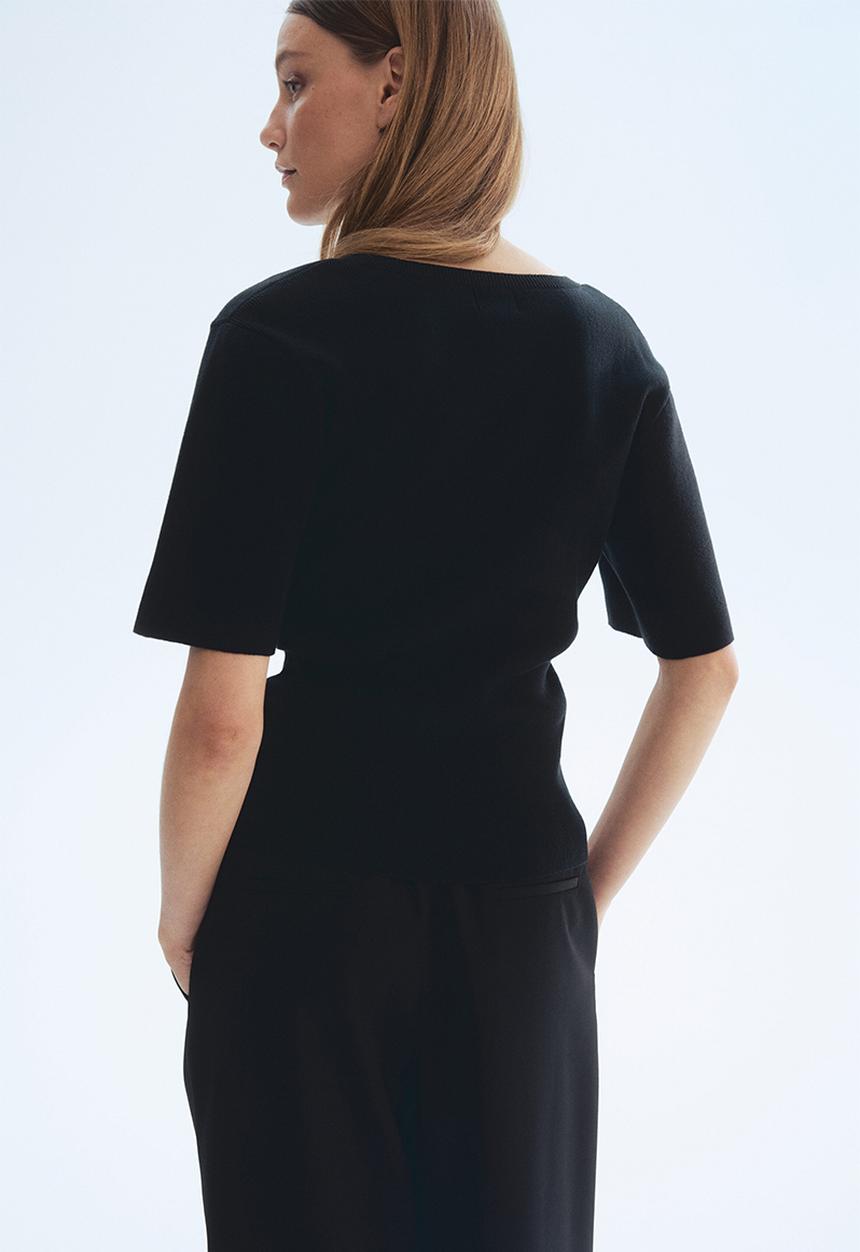 H&M - Fine-knit t-shirt - black