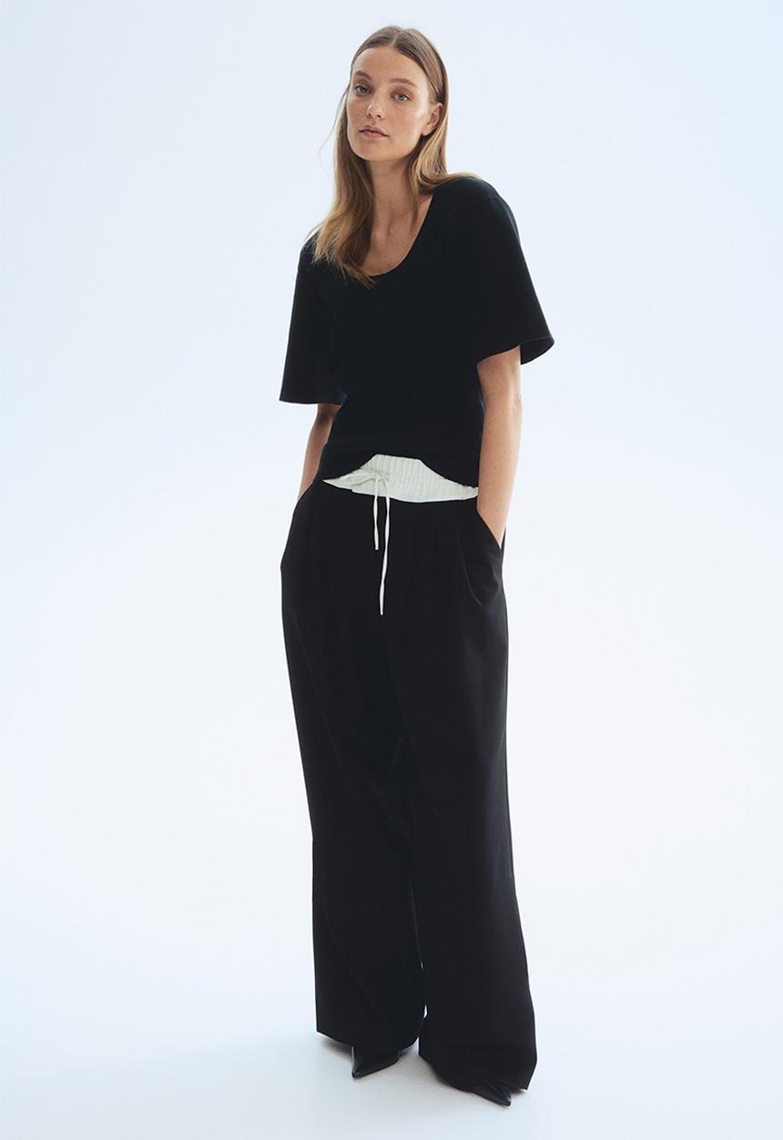 H&M - Fine-knit t-shirt - black