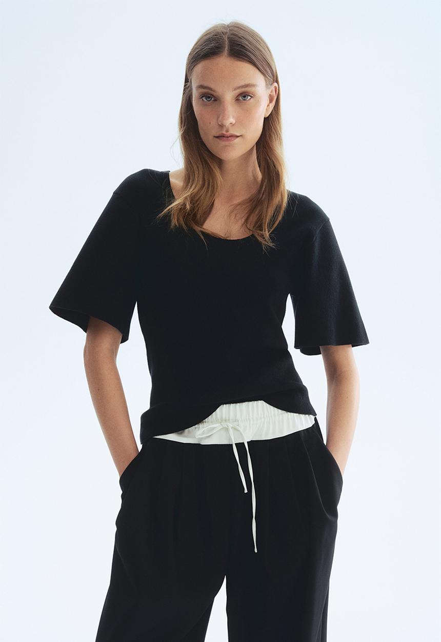 H&M - Fine-knit t-shirt - black