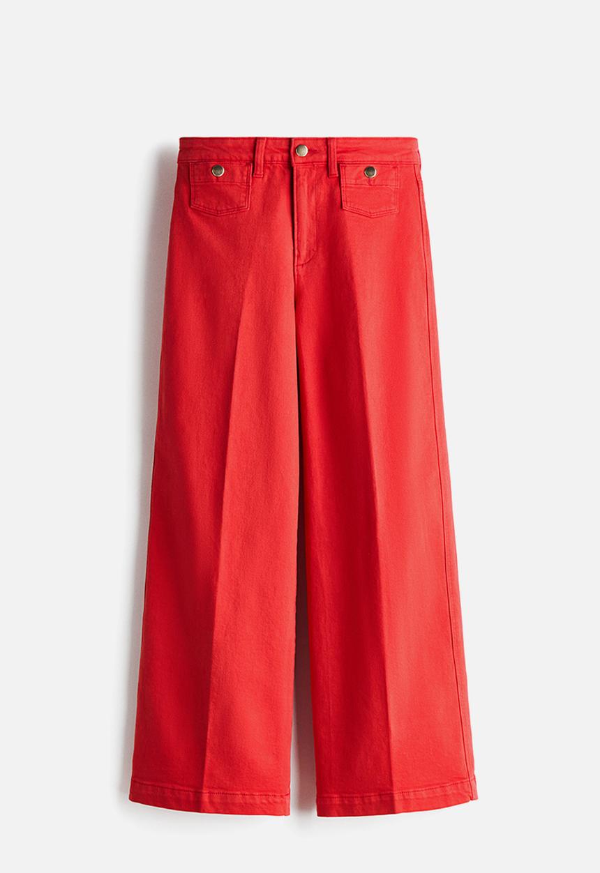 H&M - Wide high waist ankle jeans - bright red
