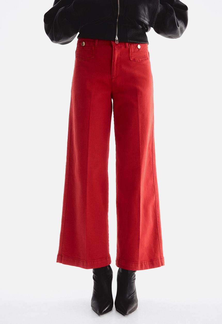 H&M - Wide high waist ankle jeans - bright red