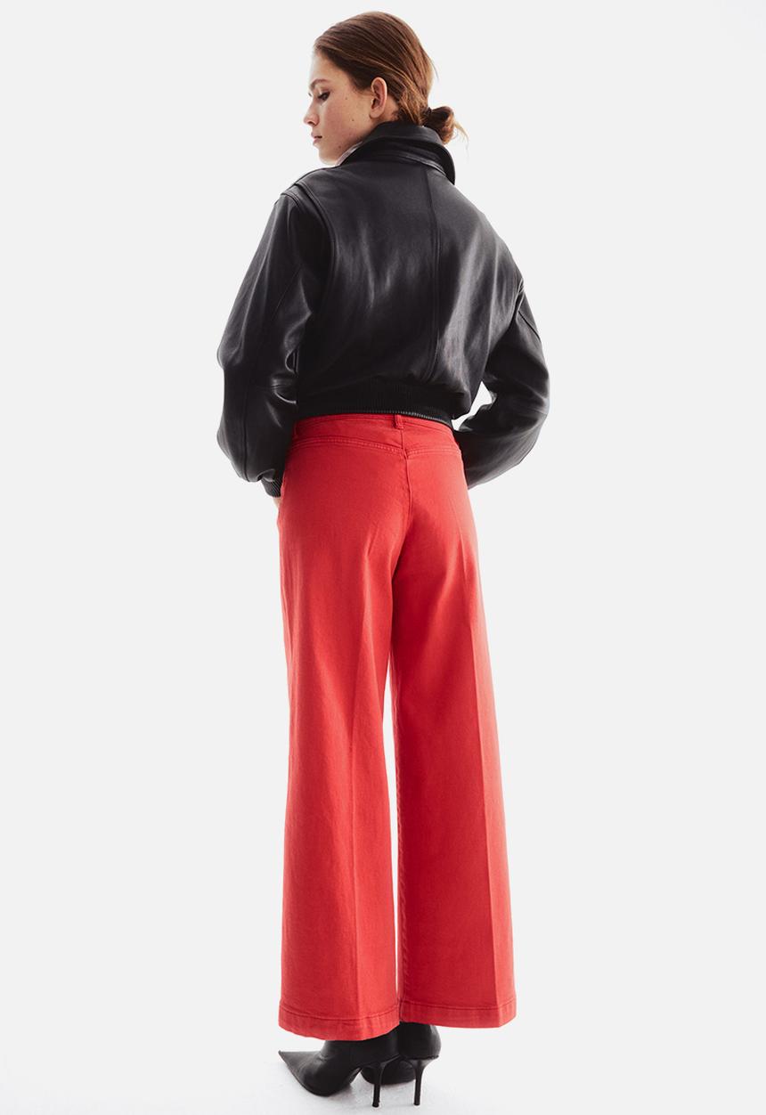 H&M - Wide high waist ankle jeans - bright red