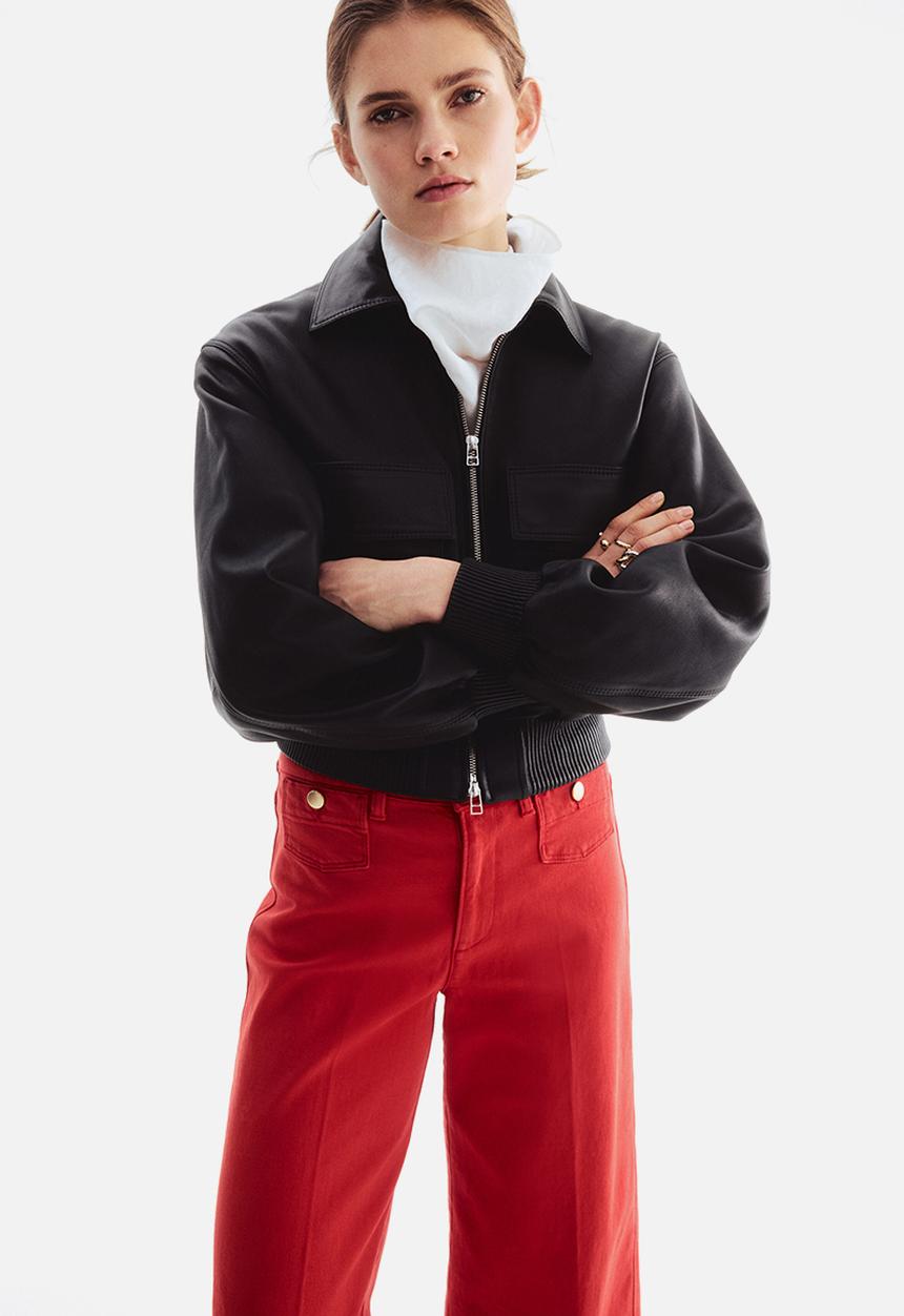H&M - Wide high waist ankle jeans - bright red