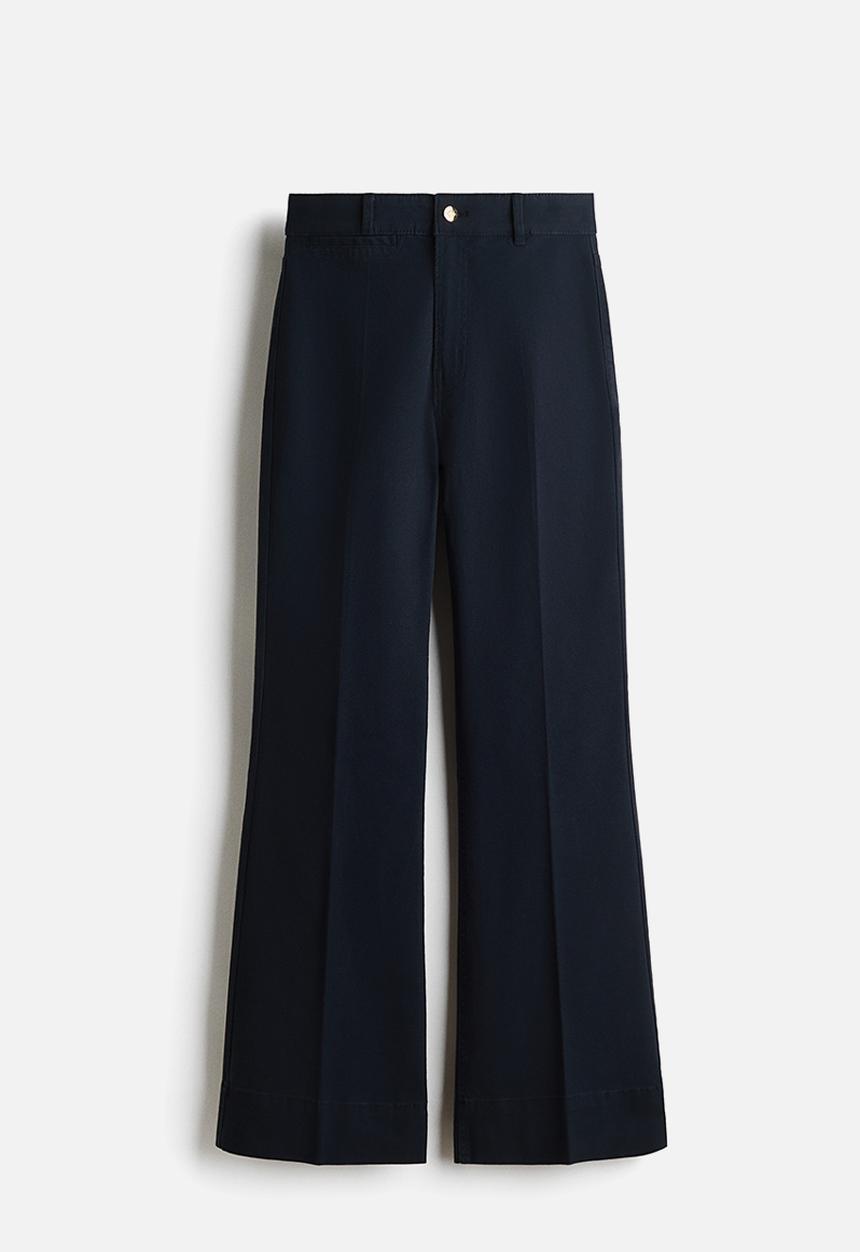 H&M - Flared canvas trousers - navy blue