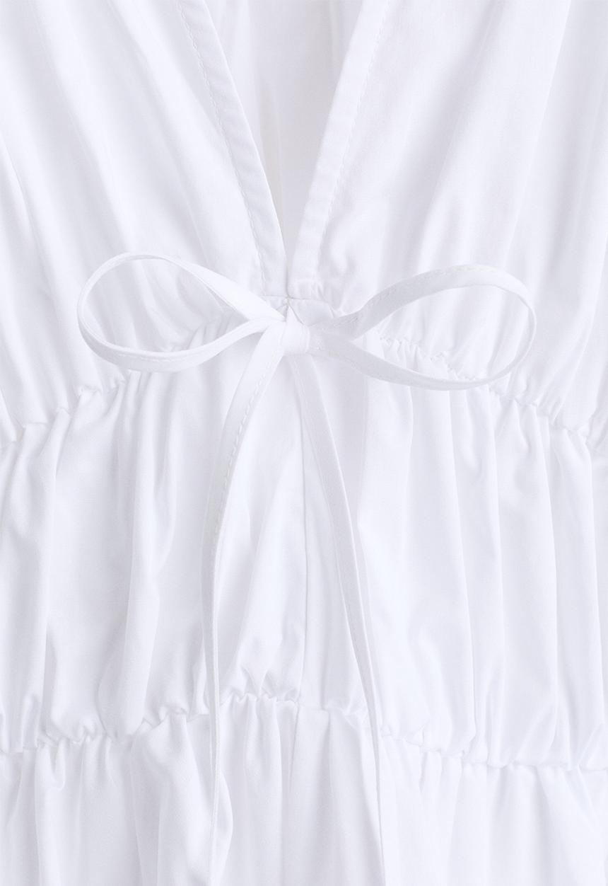 H&M - Drawstring poplin blouse - white