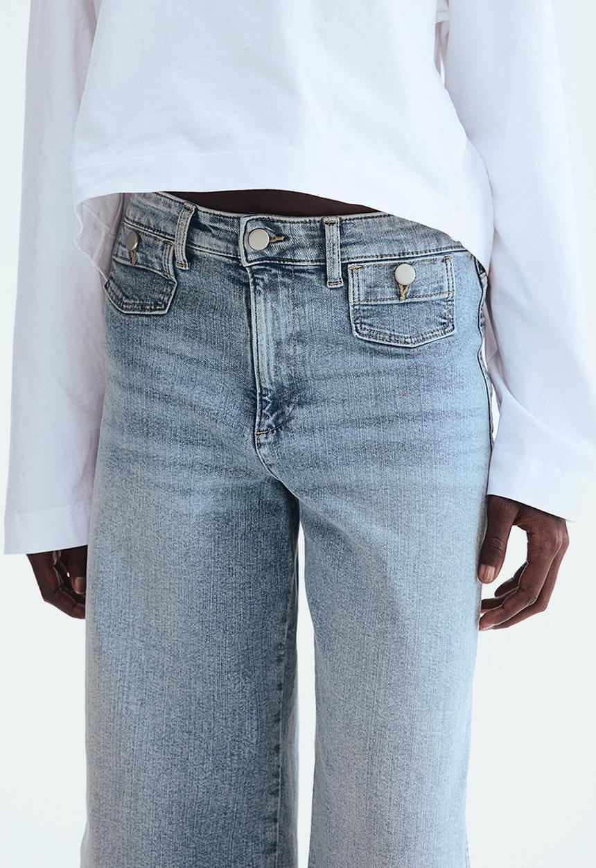 H&M - Wide high waist ankle jeans - light denim blue