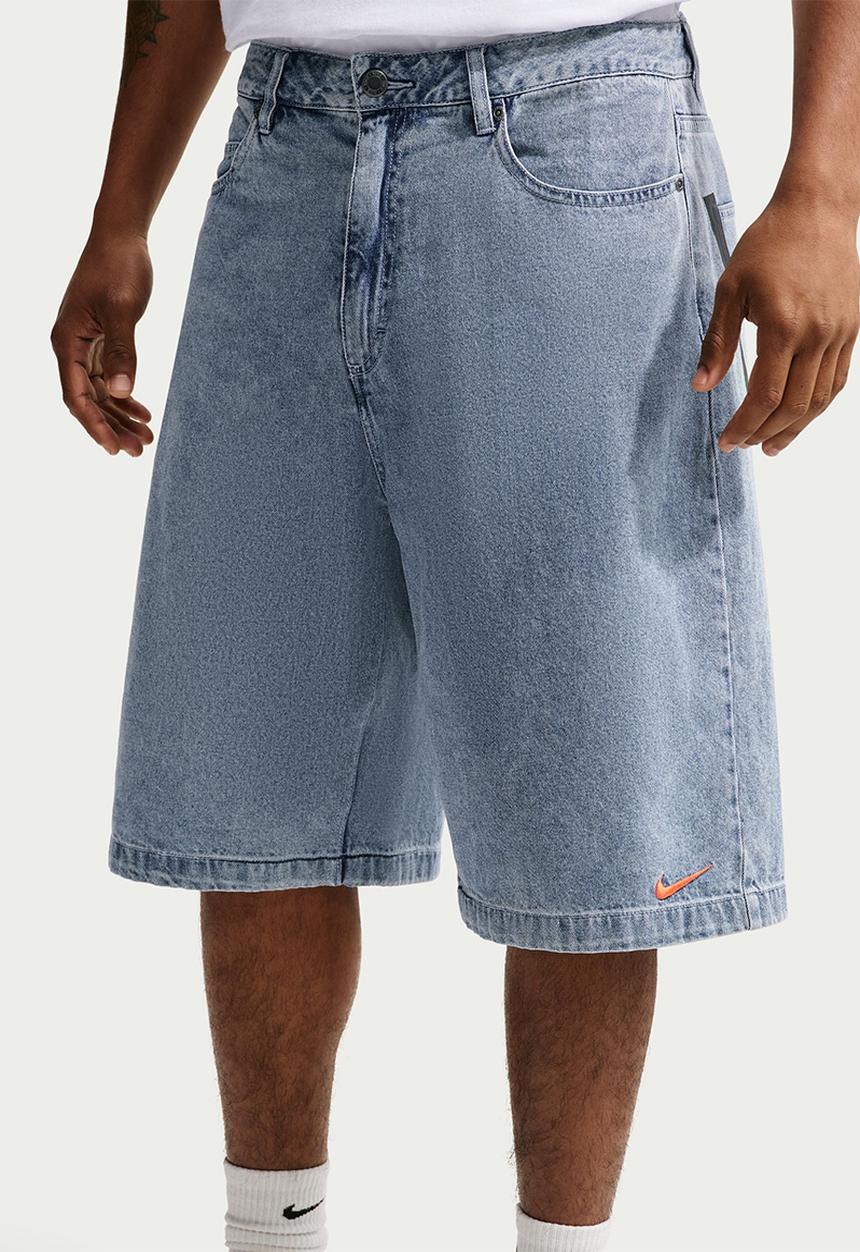 Nike - NSW 'Your Message Here" Indigo Denim Shorts -  Blue Denim/Haiind/Black