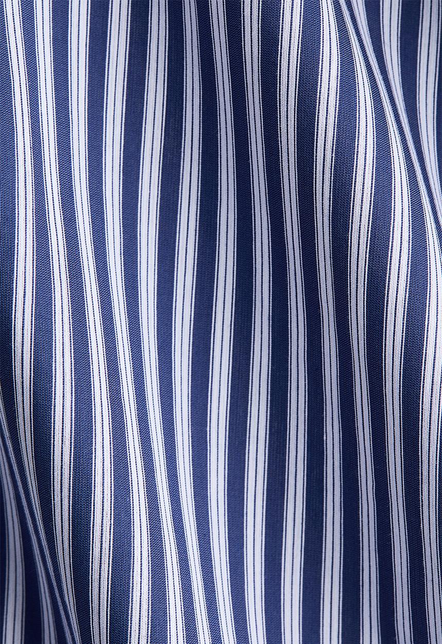 H&M - Smocked-waist skirt - navy blue/striped