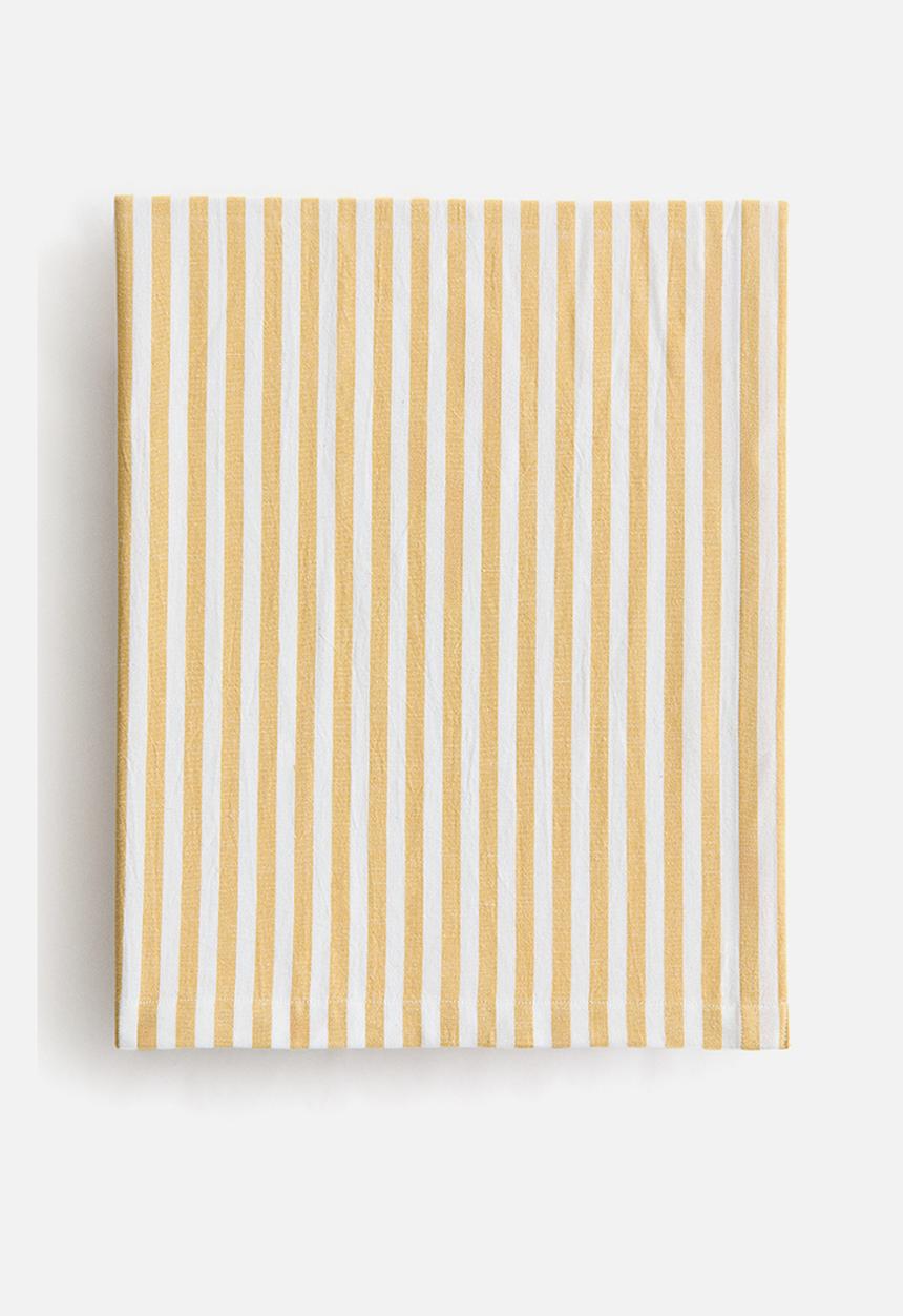 H&M - Linen-blend tablecloth - yellow/striped