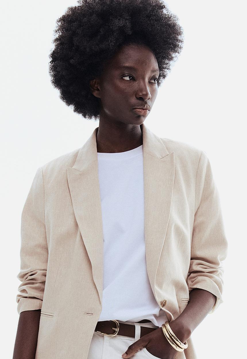 H&M - Linen-blend blazer - light beige