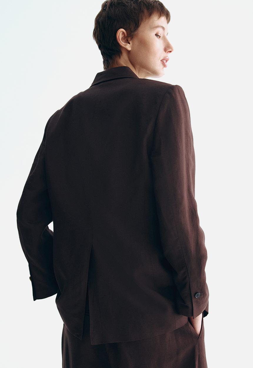 H&M - Linen-blend blazer - dark brown