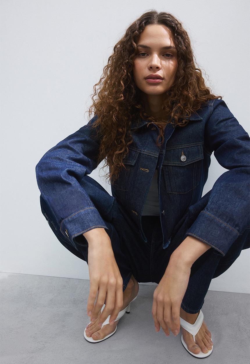H&M - Cropped denim jacket - dark denim blue