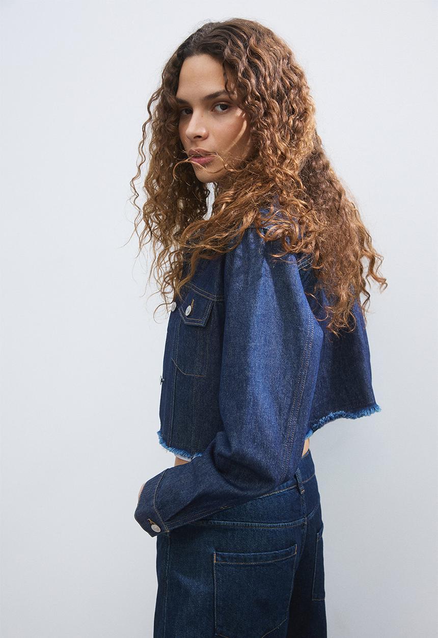 H&M - Cropped denim jacket - dark denim blue