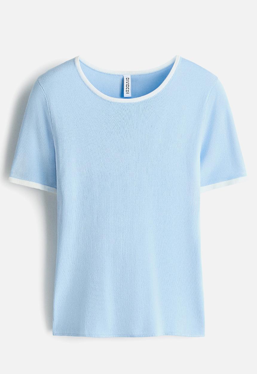 H&M - Fine-knit t-shirt - light blue