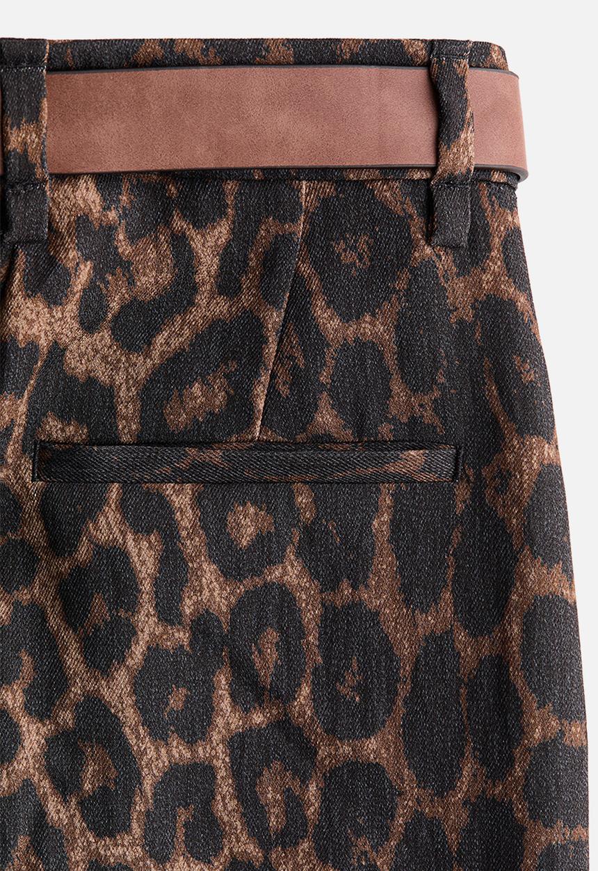 H&M - Wide belted trousers - brown/leopard print