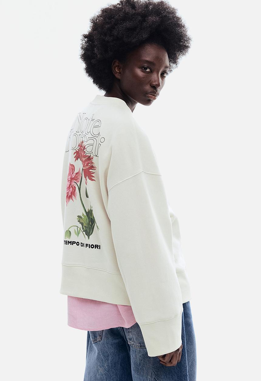 H&M - Printed sweatshirt - white/note floreali