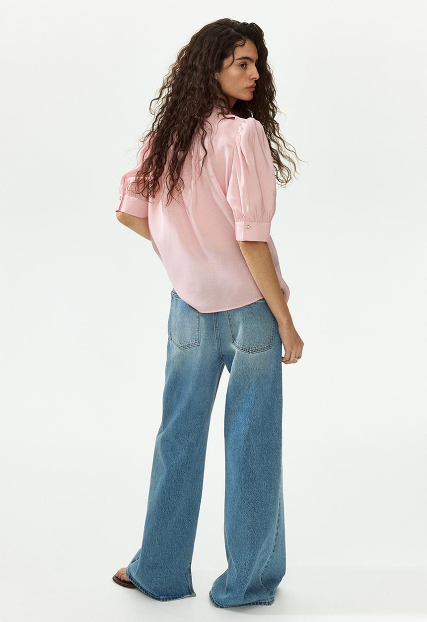 H&M - Puff-sleeved blouse - light pink