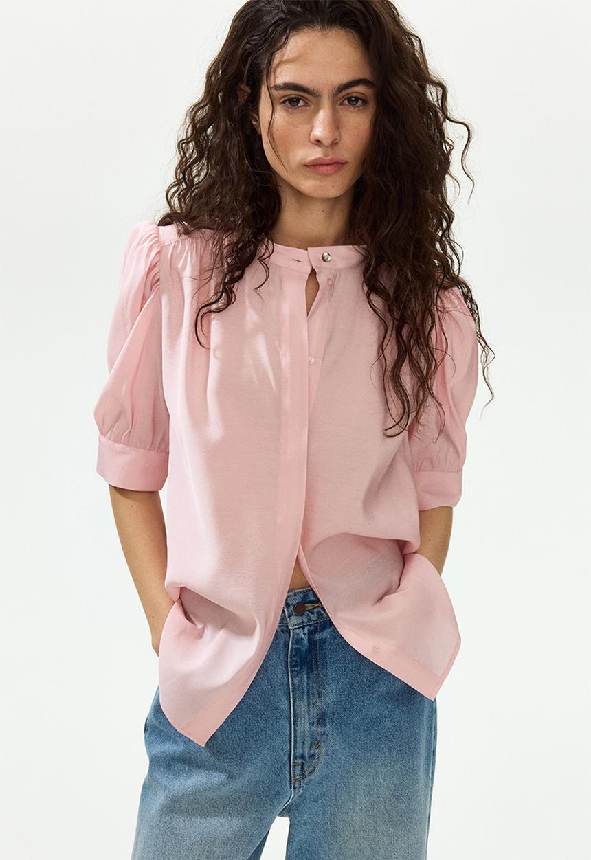 H&M - Puff-sleeved blouse - light pink
