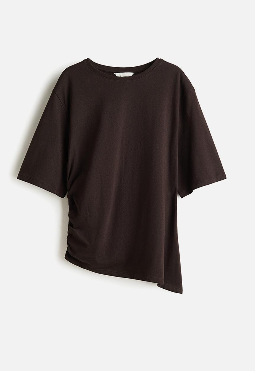 H&M - Draped t-shirt - dark brown