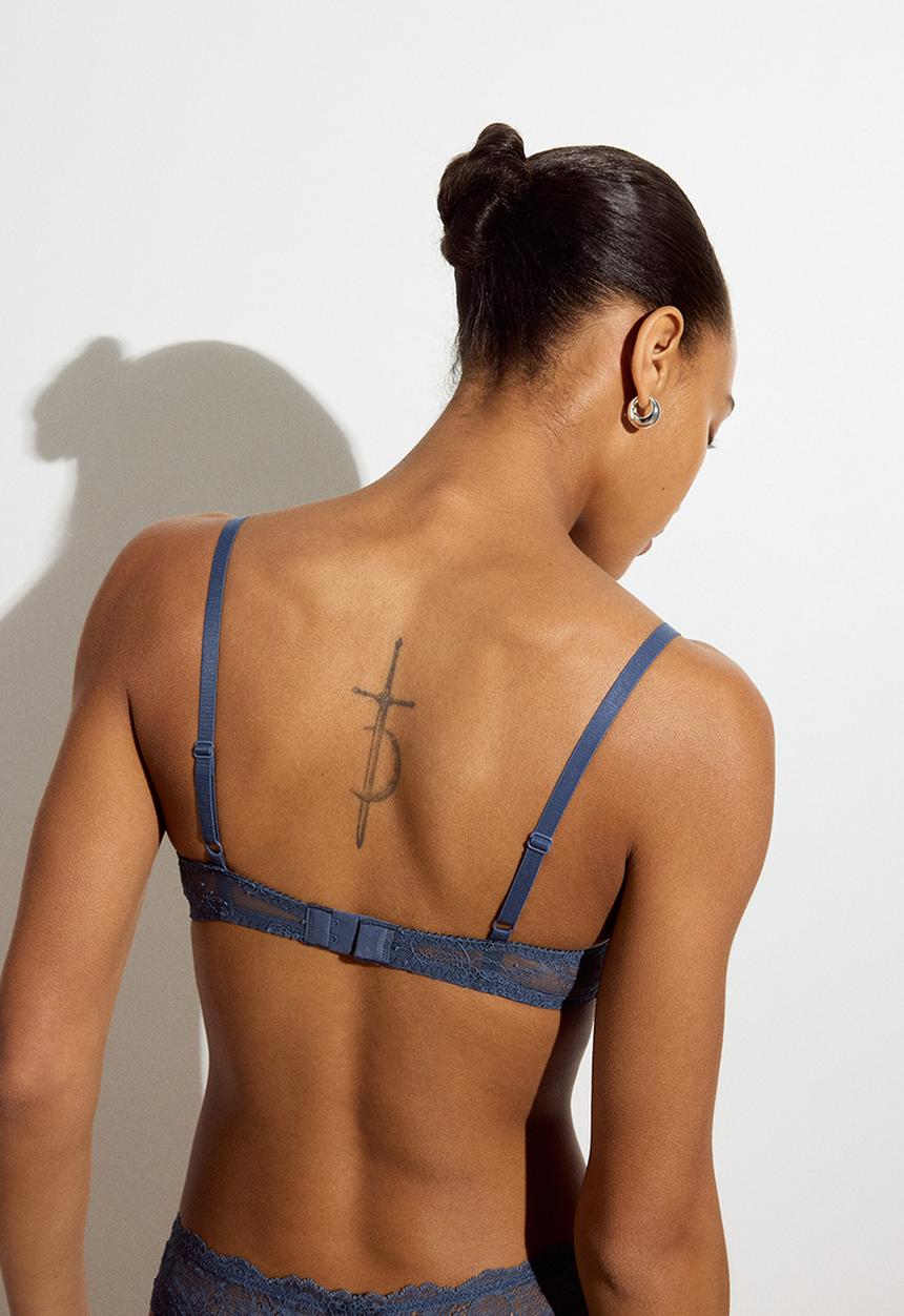 H&M - Lace push-up bra - dark blue