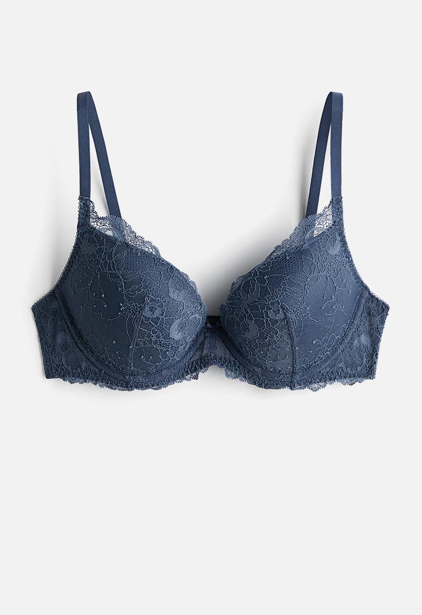 H&M - Lace push-up bra - dark blue