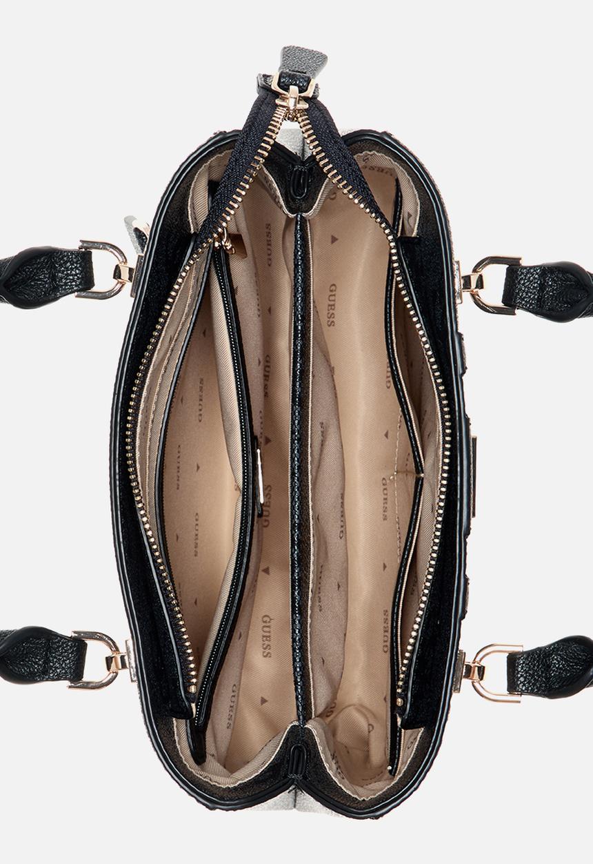 GUESS - Noelle Ii Small Multi Comp Satchel Bag-Coal Logo