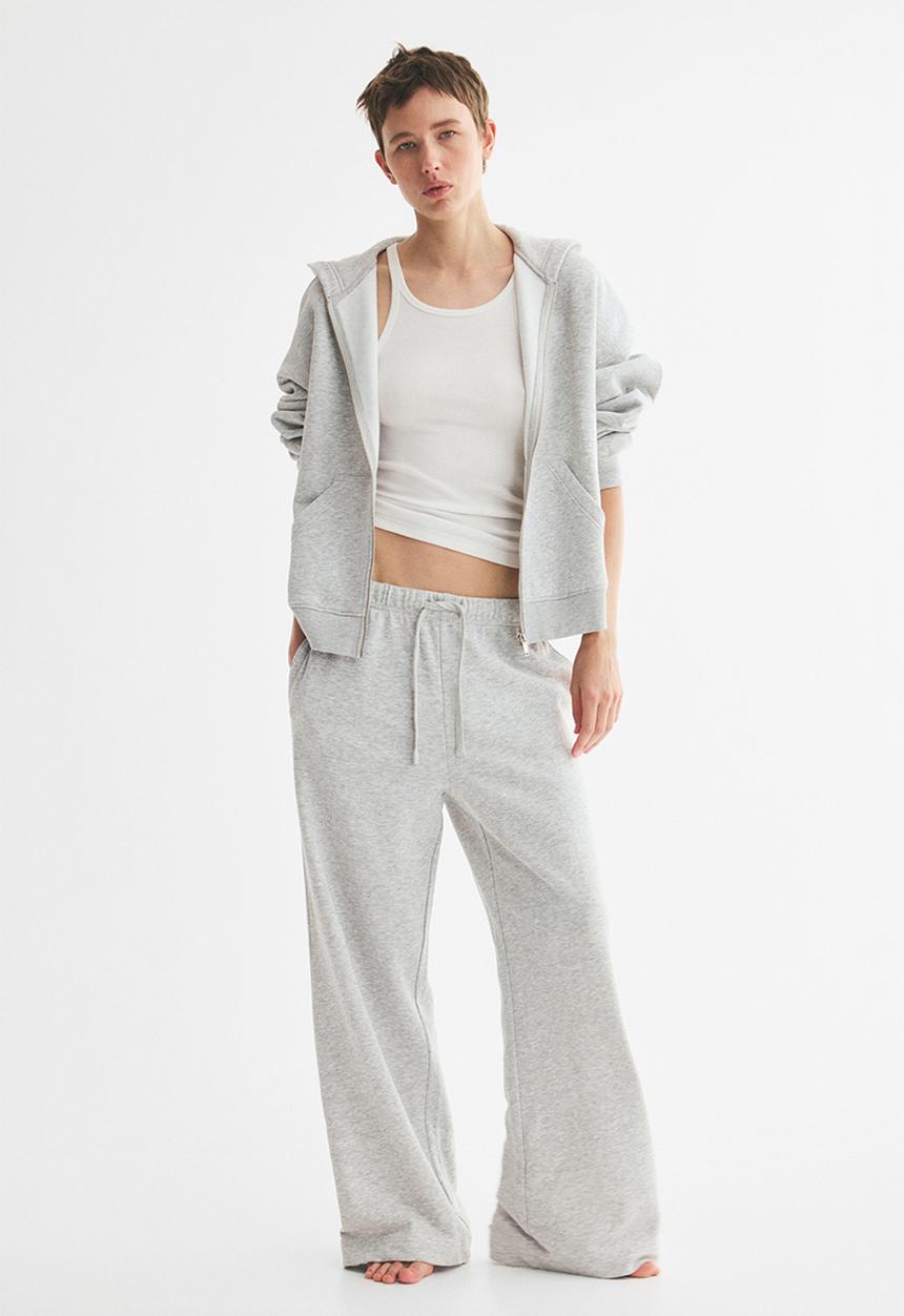 H&M - Straight-leg joggers - light grey marl