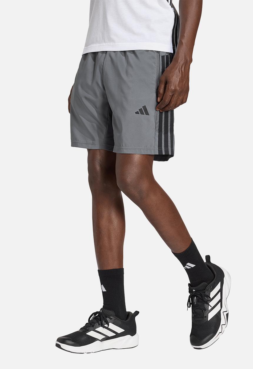 adidas Performance - Workout Essentials Base 3-Stripes Woven Shorts - Grey/Black