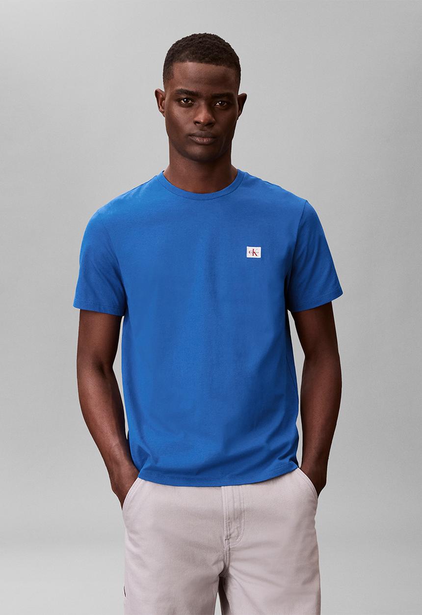 Calvin Klein - SS BADGE 30S JERSEY CLASSIC TEE - Classic Blue