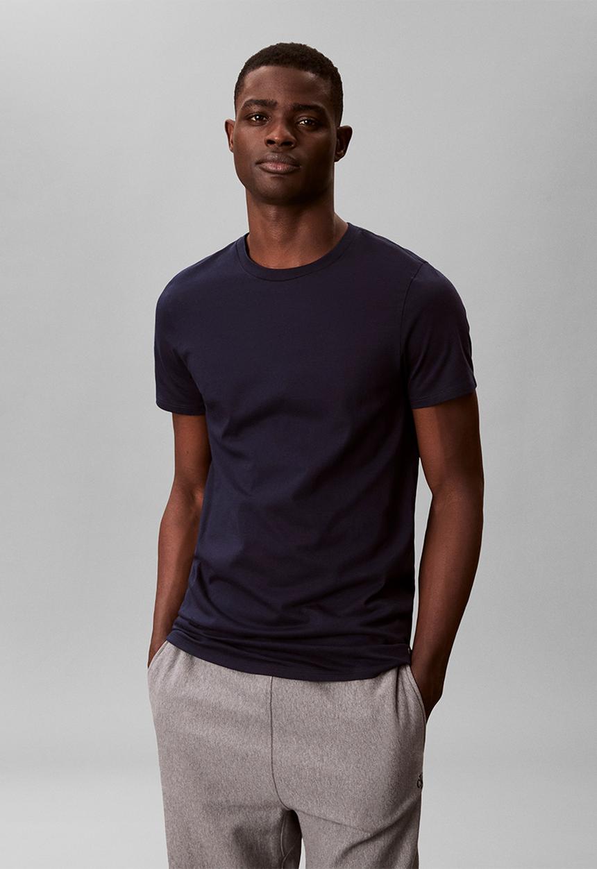 Calvin Klein - S/S CREW NECK 3PK - SHORELINE W PUNCH PINK EMB/PUNCH PINK W BREEZY BLUE EMB/BREEZY BLUE W SHORELINE EMB