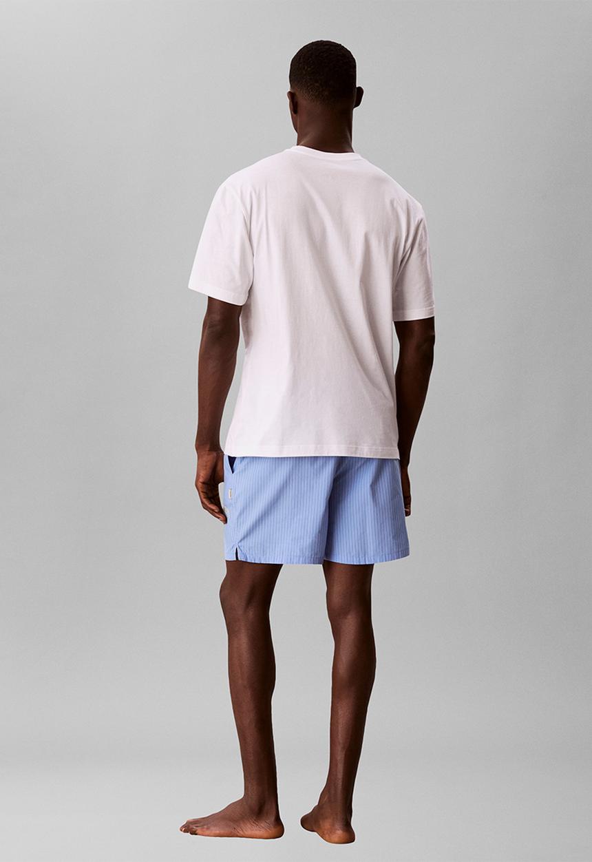 Calvin Klein - S/S SHORT SET - CLASSIC WHITE TOP / SLIM STRIPE BLUE DESCENT BOTTOM