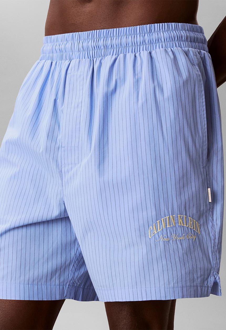 Calvin Klein - S/S SHORT SET - CLASSIC WHITE TOP / SLIM STRIPE BLUE DESCENT BOTTOM