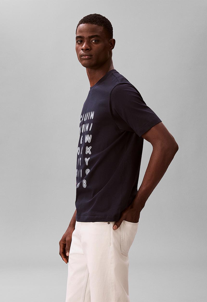 Calvin Klein - SS 20'S CALVIN KLEIN LIGHTS GRAPHIC TEE - Dark Sapphire