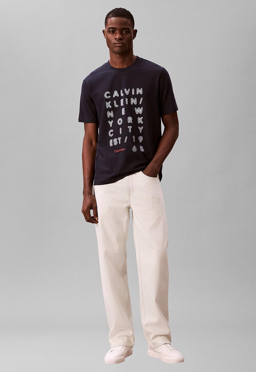 Calvin Klein - SS 20'S CALVIN KLEIN LIGHTS GRAPHIC TEE - Dark Sapphire