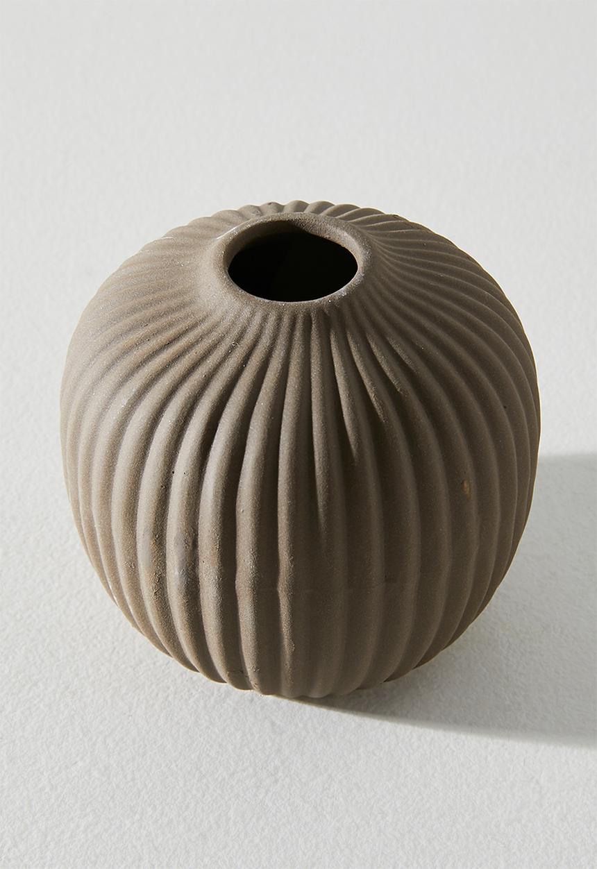 H&S - Embossed porcelain vase set of 3 - Brown