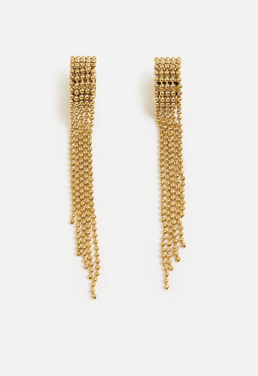 Zoe on Trend - Stylish Tassel Earrings - Gold