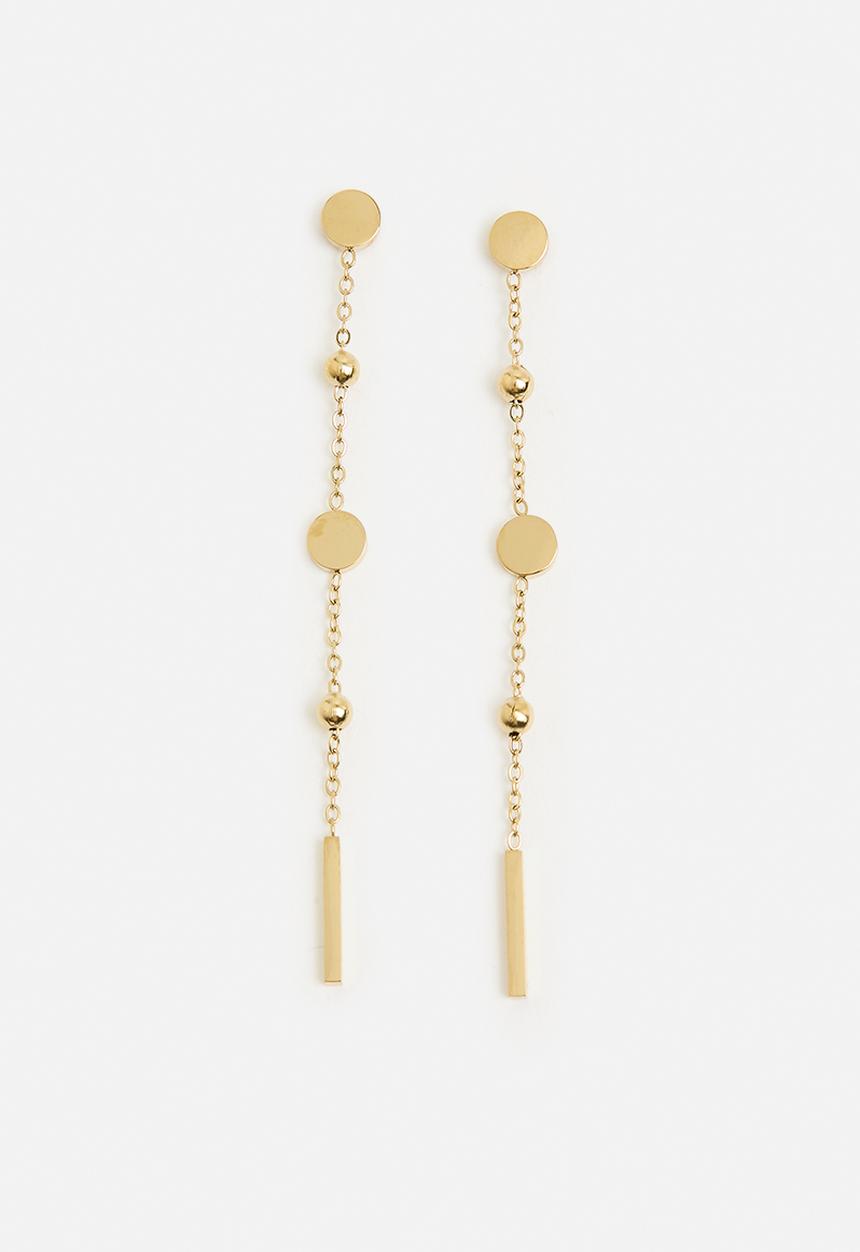 Zoe on Trend - Elegant Ball And Chain Drop-Earrings - Gold
