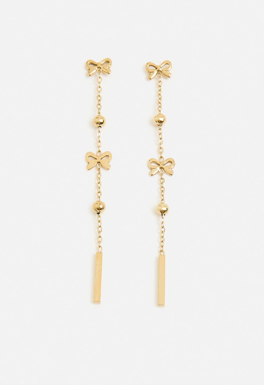 Zoe on Trend - Pretty Ball And Butterfly Drop-Earrings - Gold