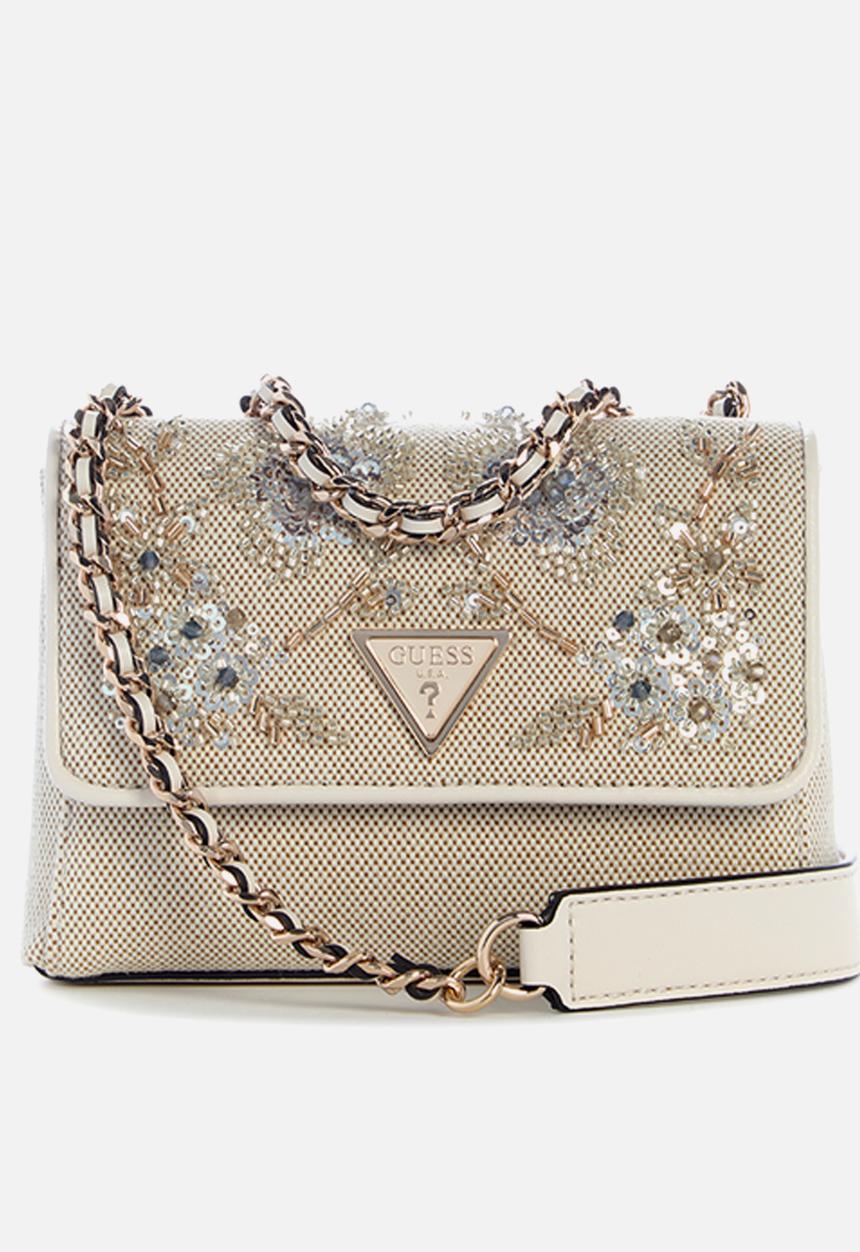 GUESS - Giully Ii Mini 2 Comp Convertible Flap Bag - beige
