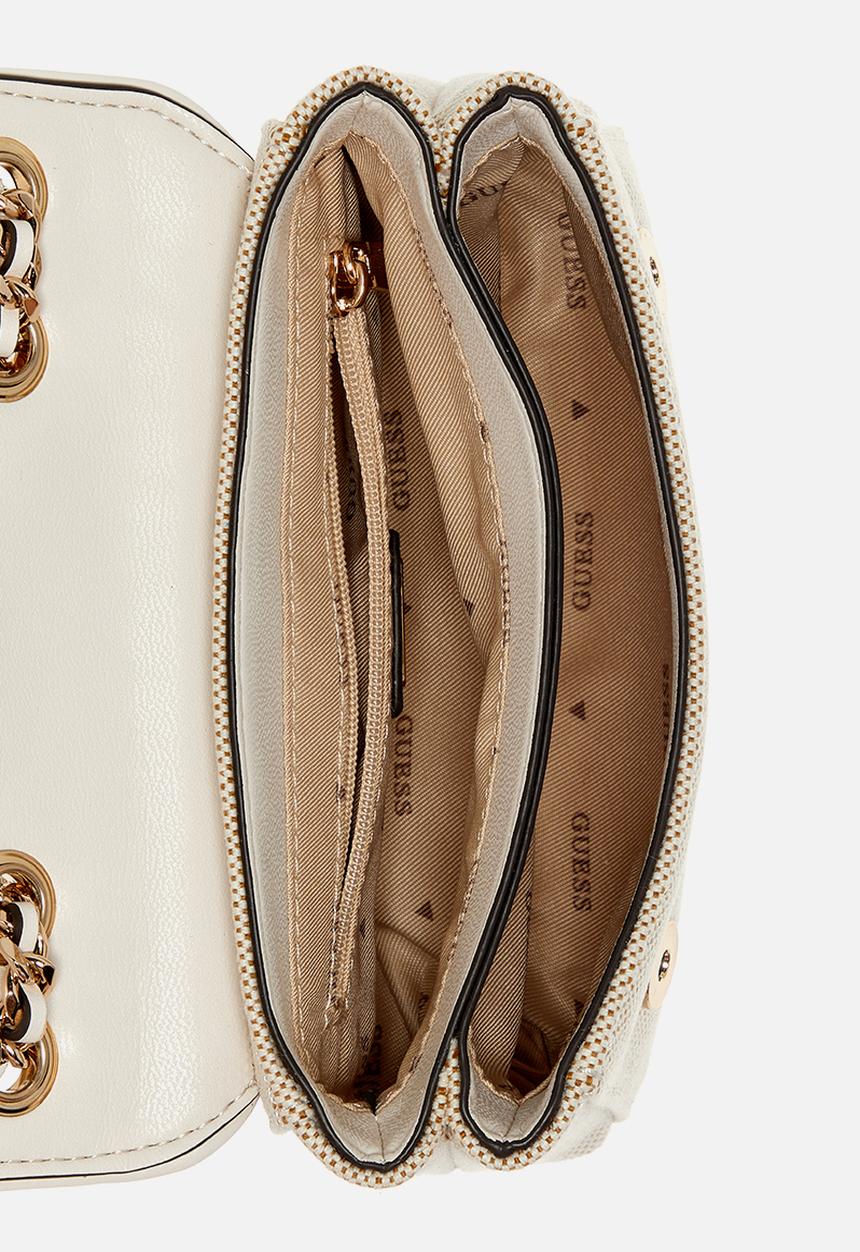 GUESS - Giully Ii Mini 2 Comp Convertible Flap Bag - beige