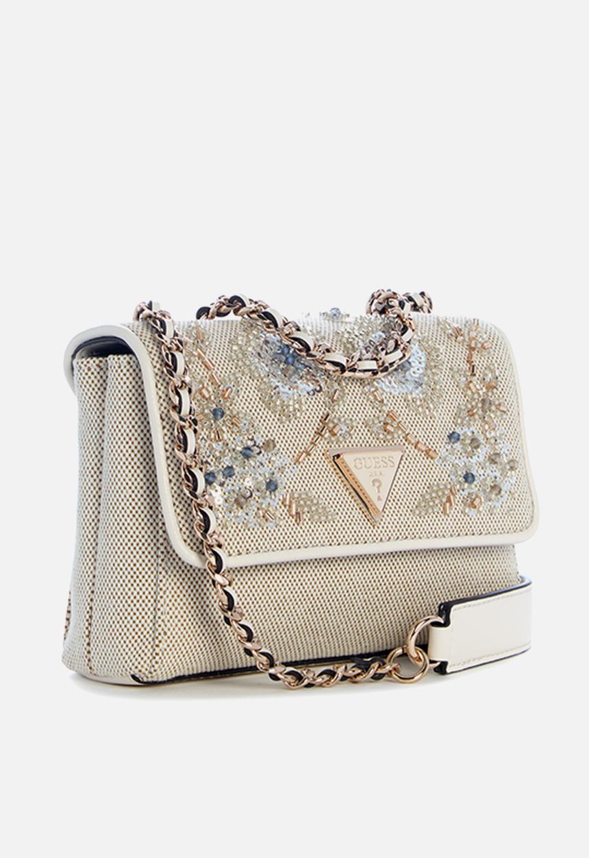 GUESS - Giully Ii Mini 2 Comp Convertible Flap Bag - beige