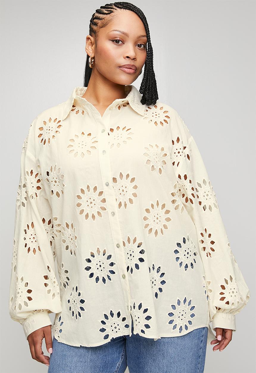 Me&B - Plus Anglasie Shirt - Ecru