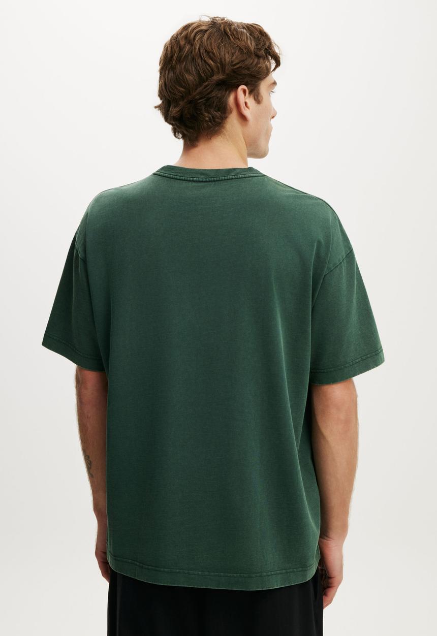 Cotton On - Box Fit T-shirt - Pineneedle Green Wash