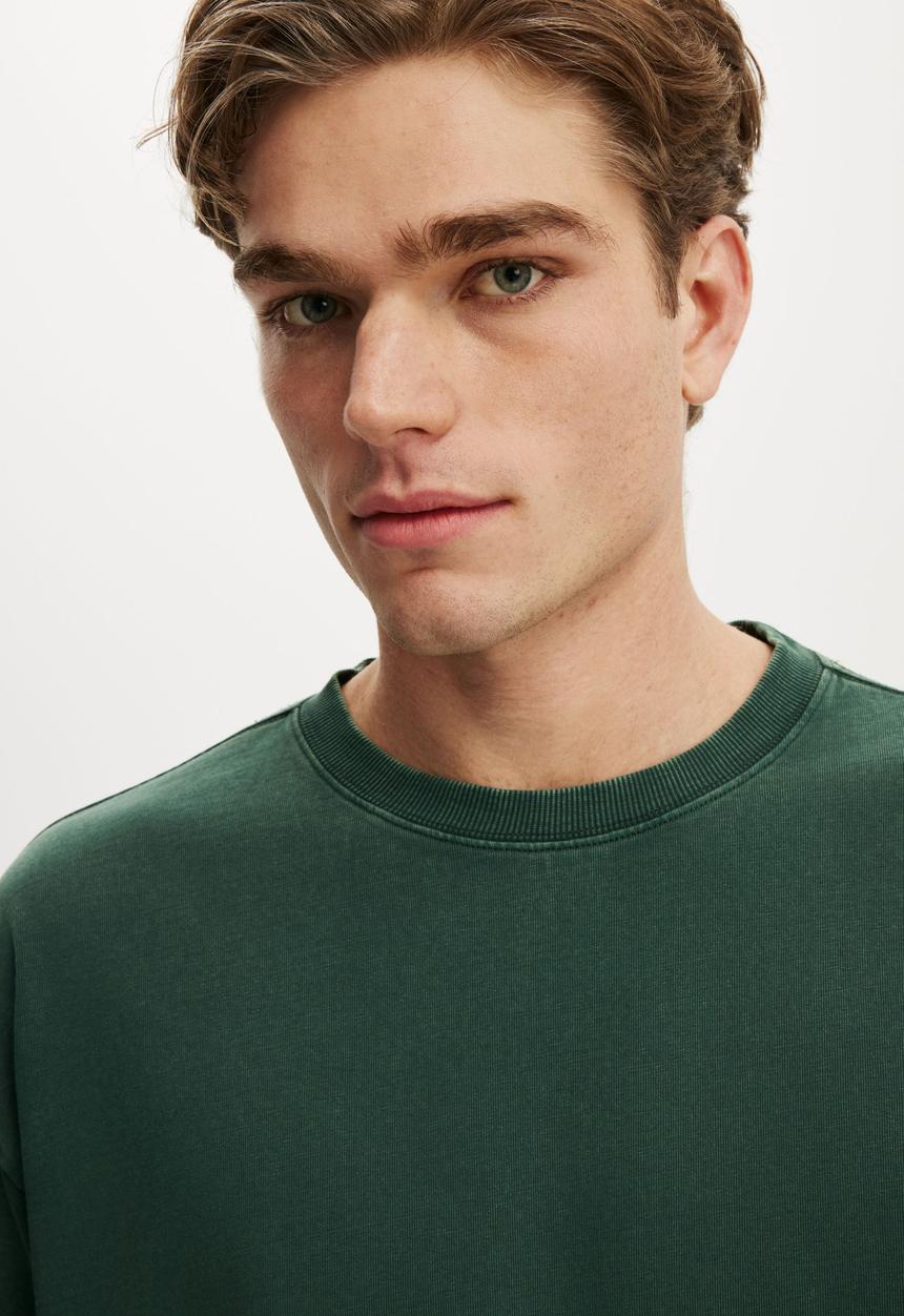 Cotton On - Box Fit T-shirt - Pineneedle Green Wash