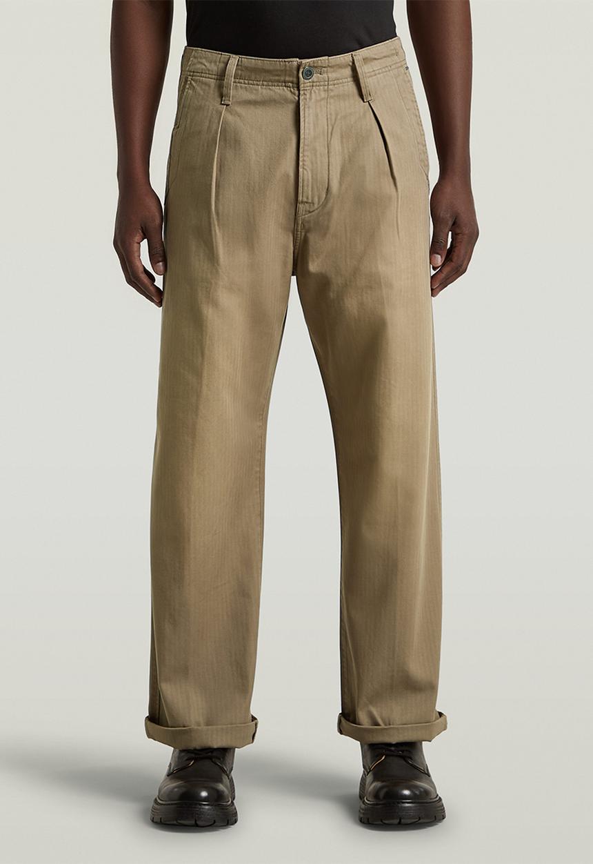 G-STAR - Boulder Pleated Chino Relaxed Straight - Fossil