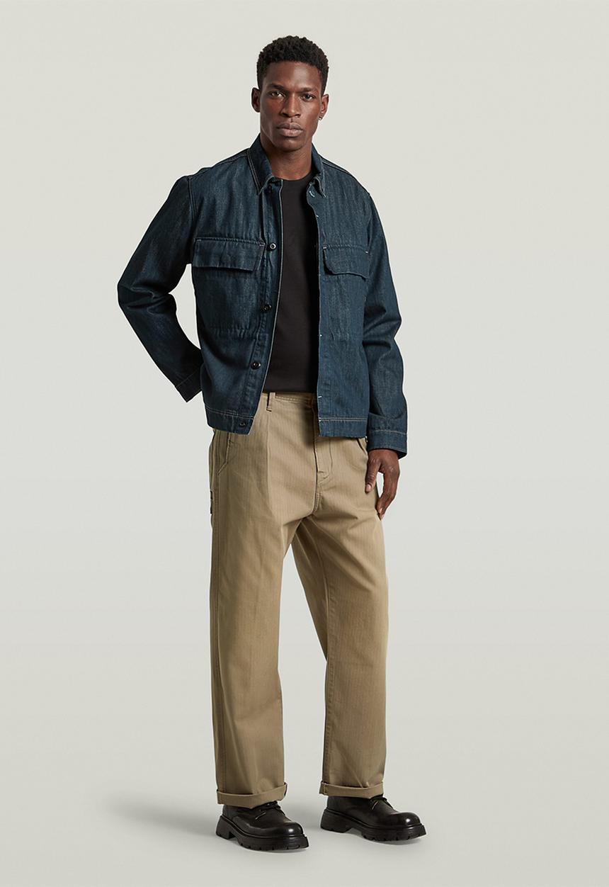 G-STAR - Boulder Pleated Chino Relaxed Straight - Fossil