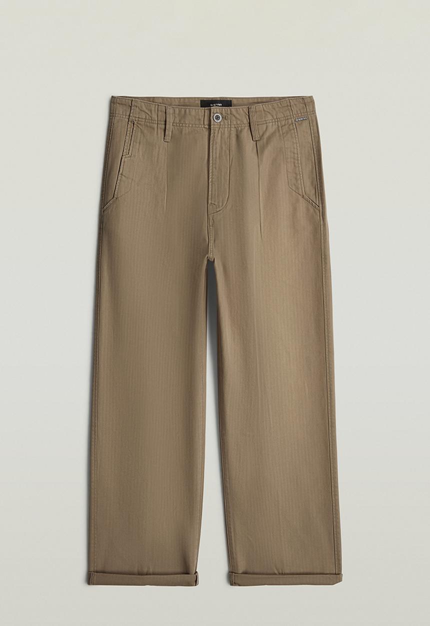 G-STAR - Boulder Pleated Chino Relaxed Straight - Fossil