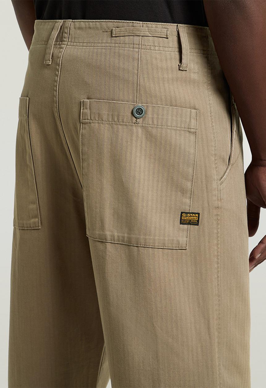 G-STAR - Boulder Pleated Chino Relaxed Straight - Fossil
