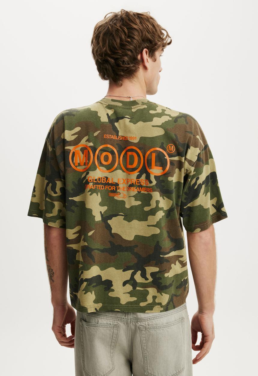 Cotton On - Cropped Fit Graphic T-shirt - Camo/Express