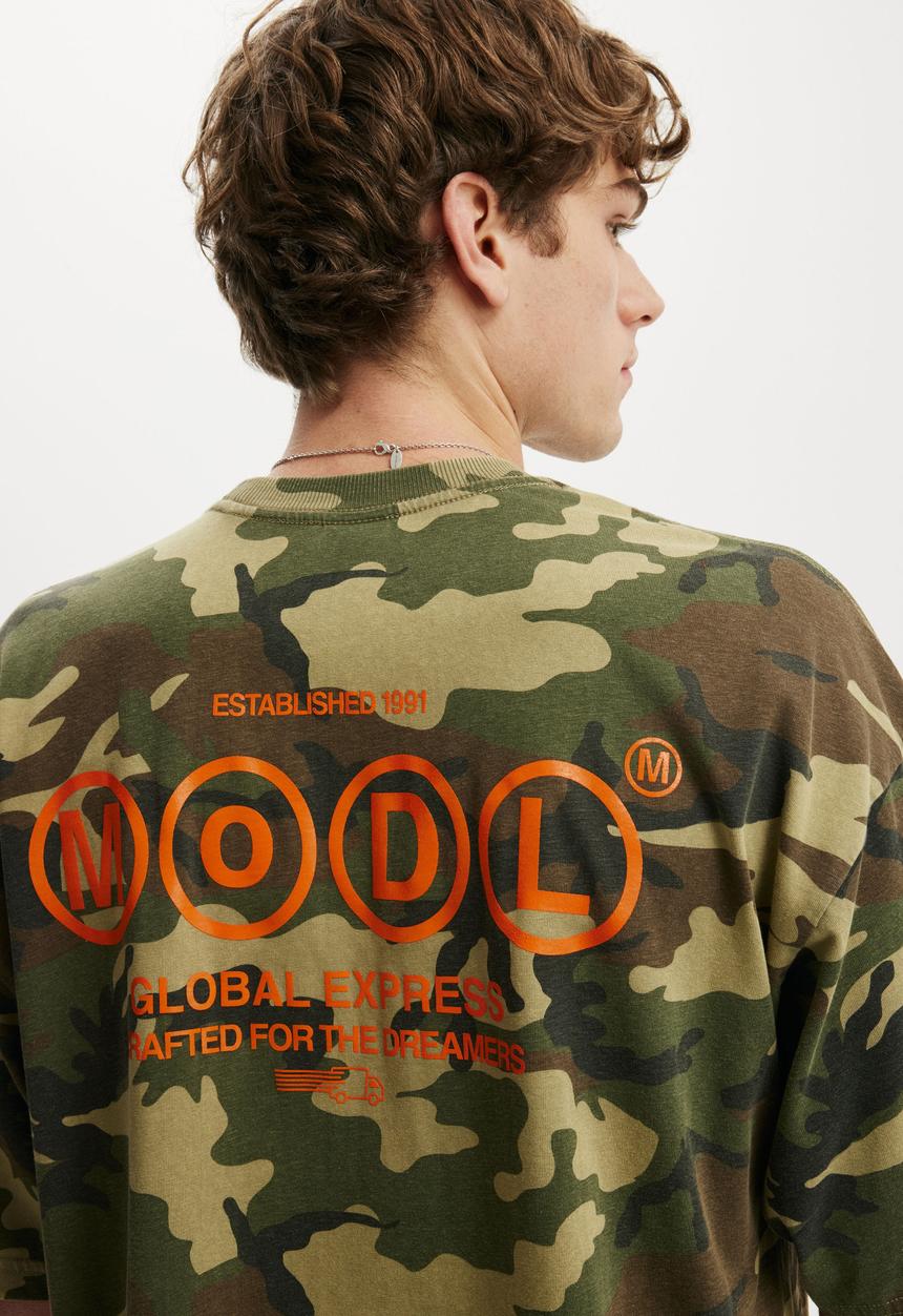 Cotton On - Cropped Fit Graphic T-shirt - Camo/Express